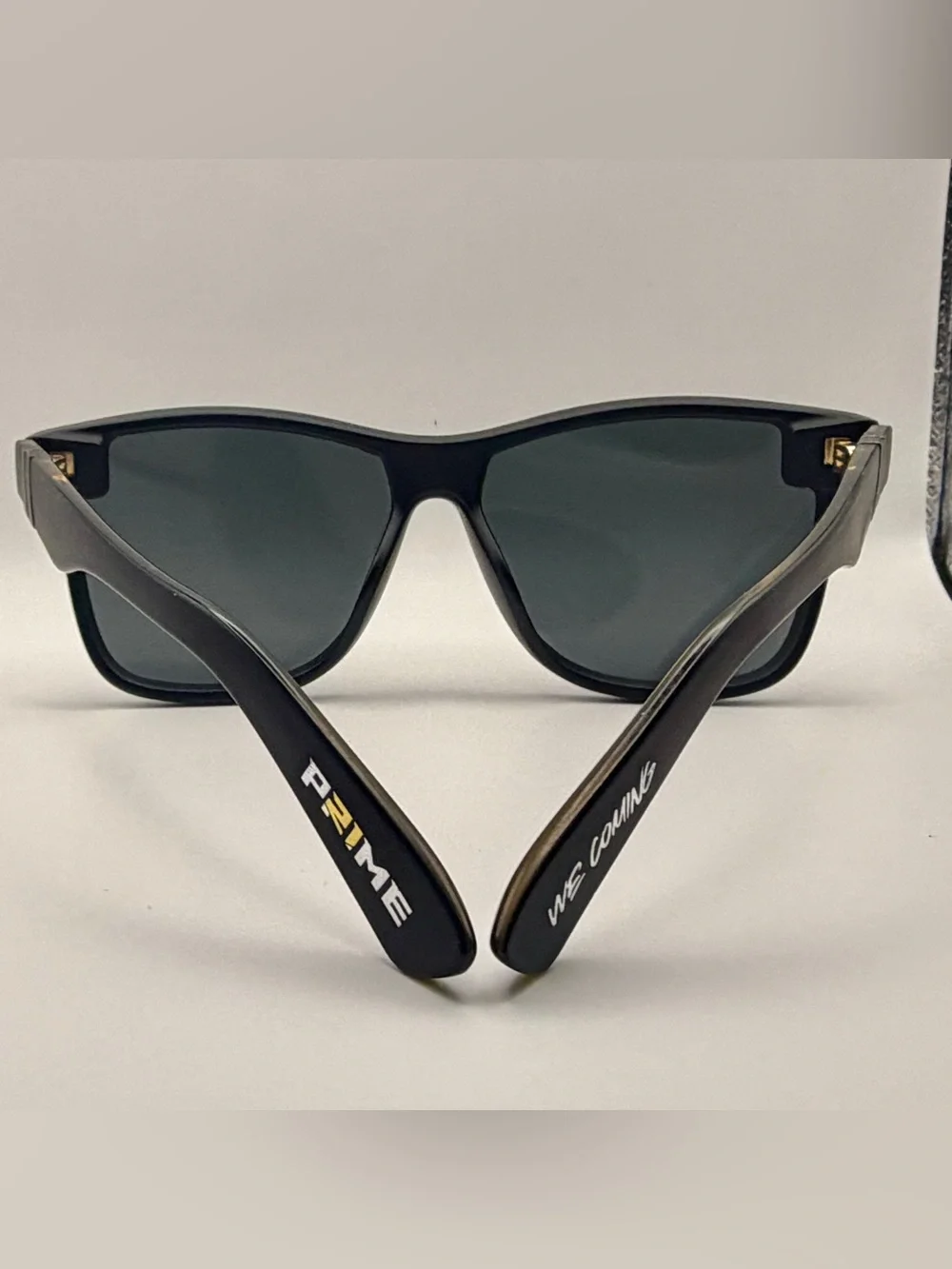 Men's Square Black Sunglasses with Dark Green Lenses